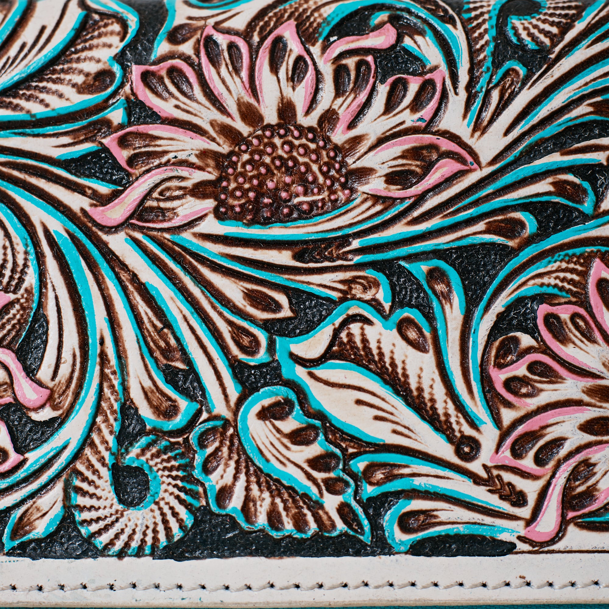 Embossed Genuine Leather Western Wallet – Floral