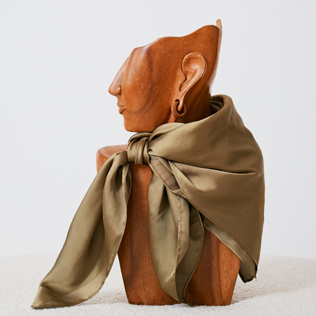 Foulard western satiné kaki