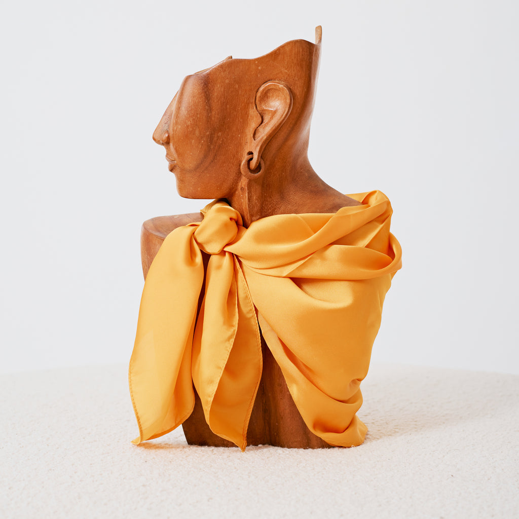 Foulard western satiné jaune moutarde