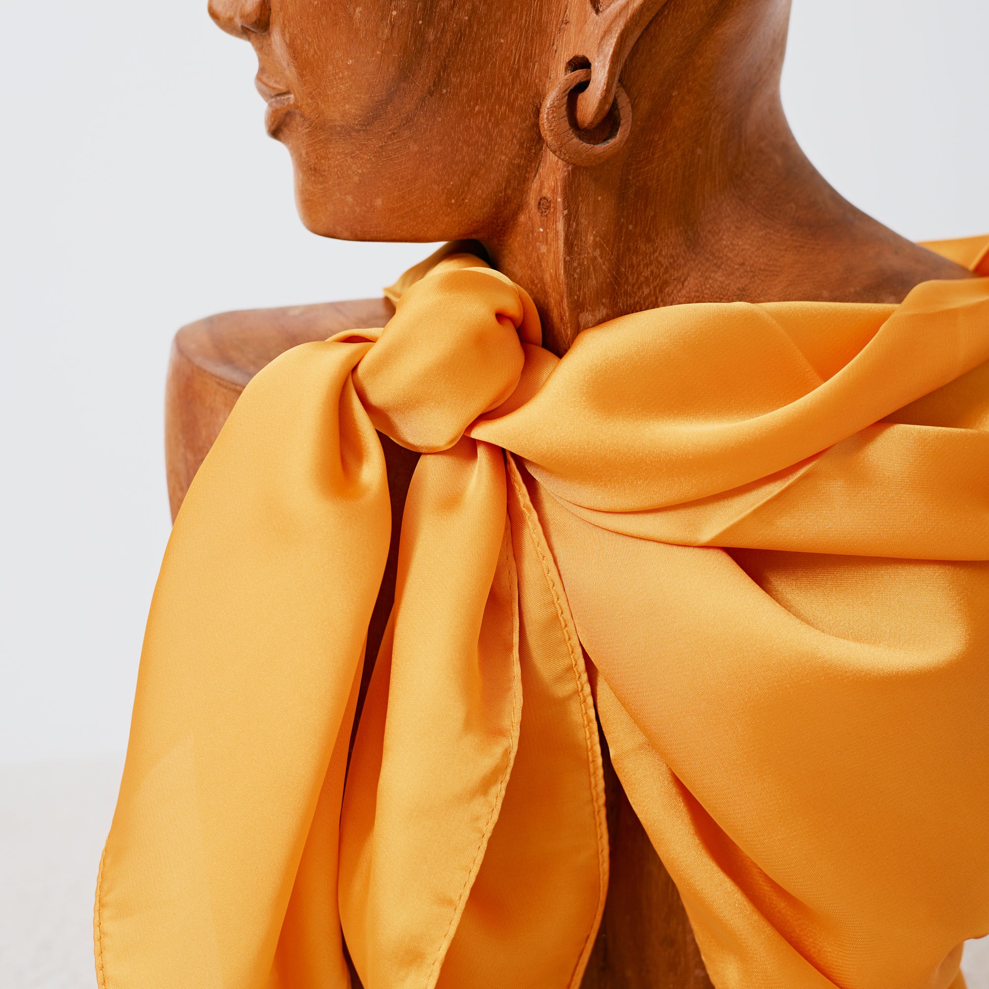 Foulard western satiné jaune moutarde