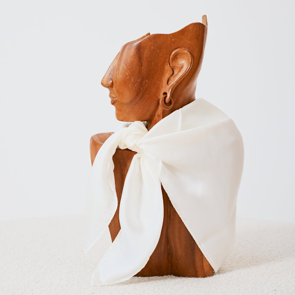 Foulard western satiné blanc