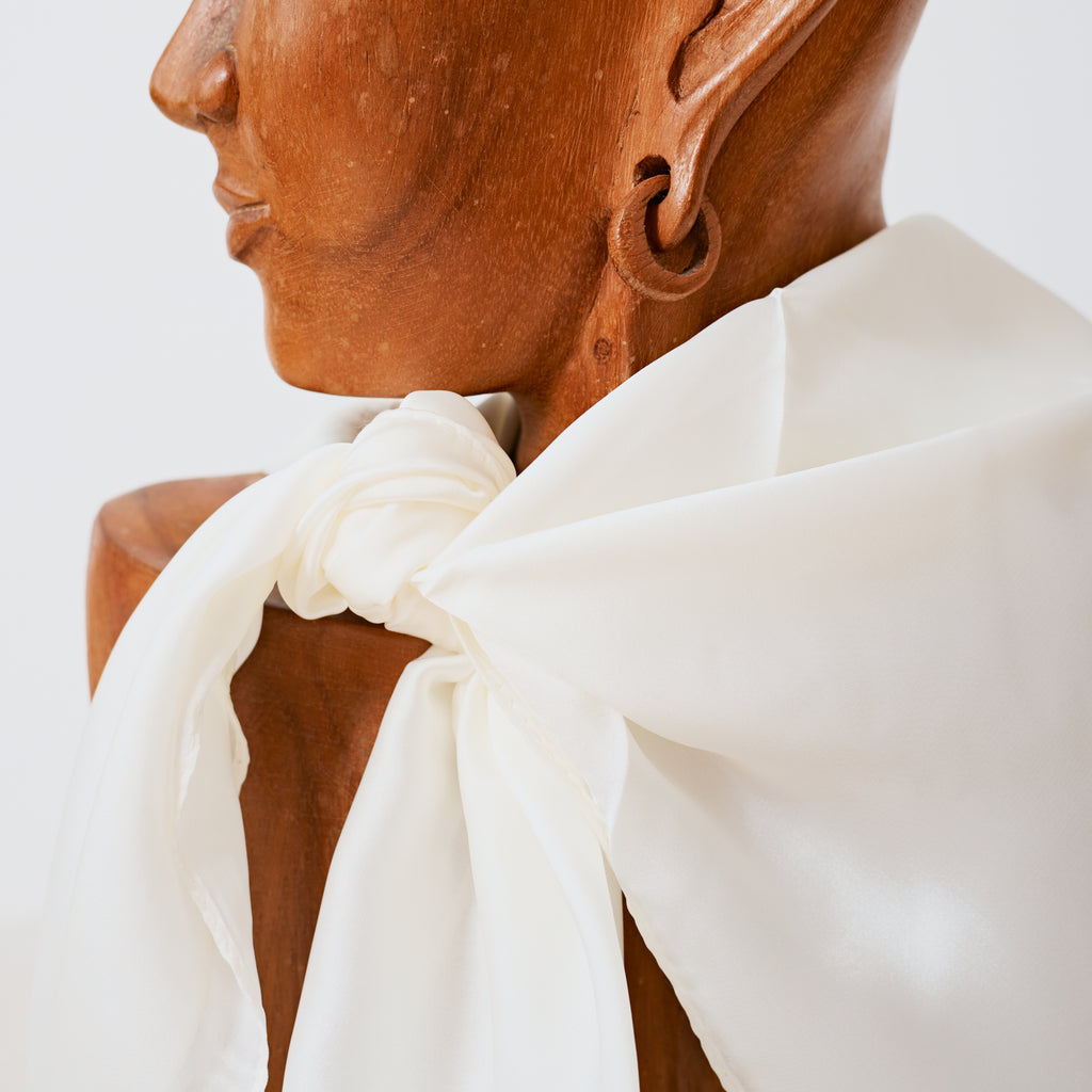 Foulard western satiné blanc