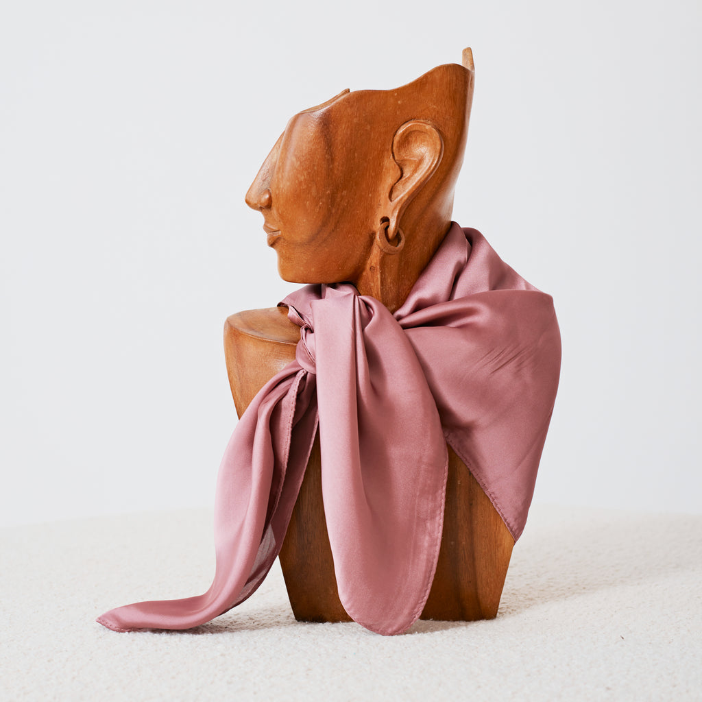 Foulard western satiné vieux rose