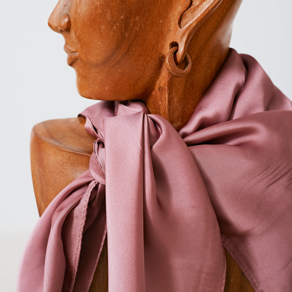 Foulard western satiné vieux rose