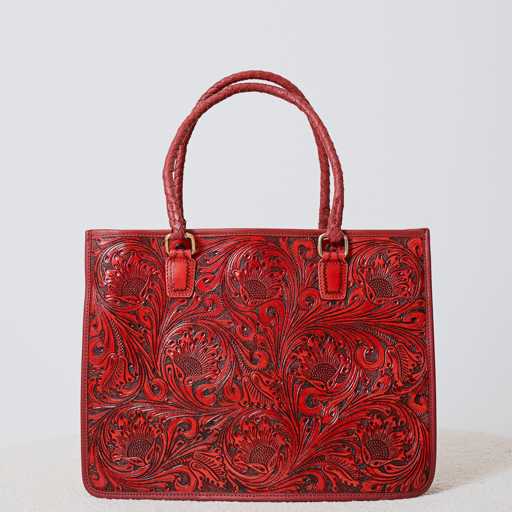 Sac à main western floral embossé