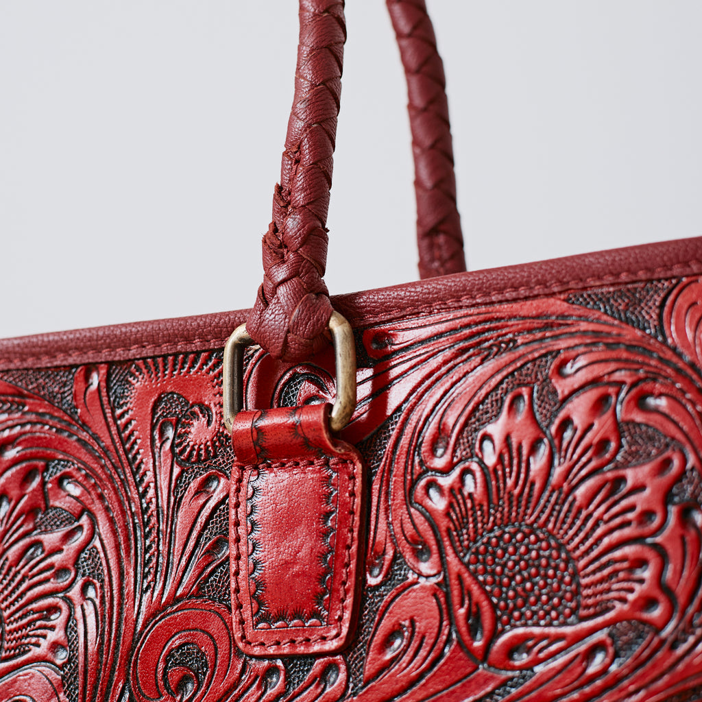 Sac à main western floral embossé