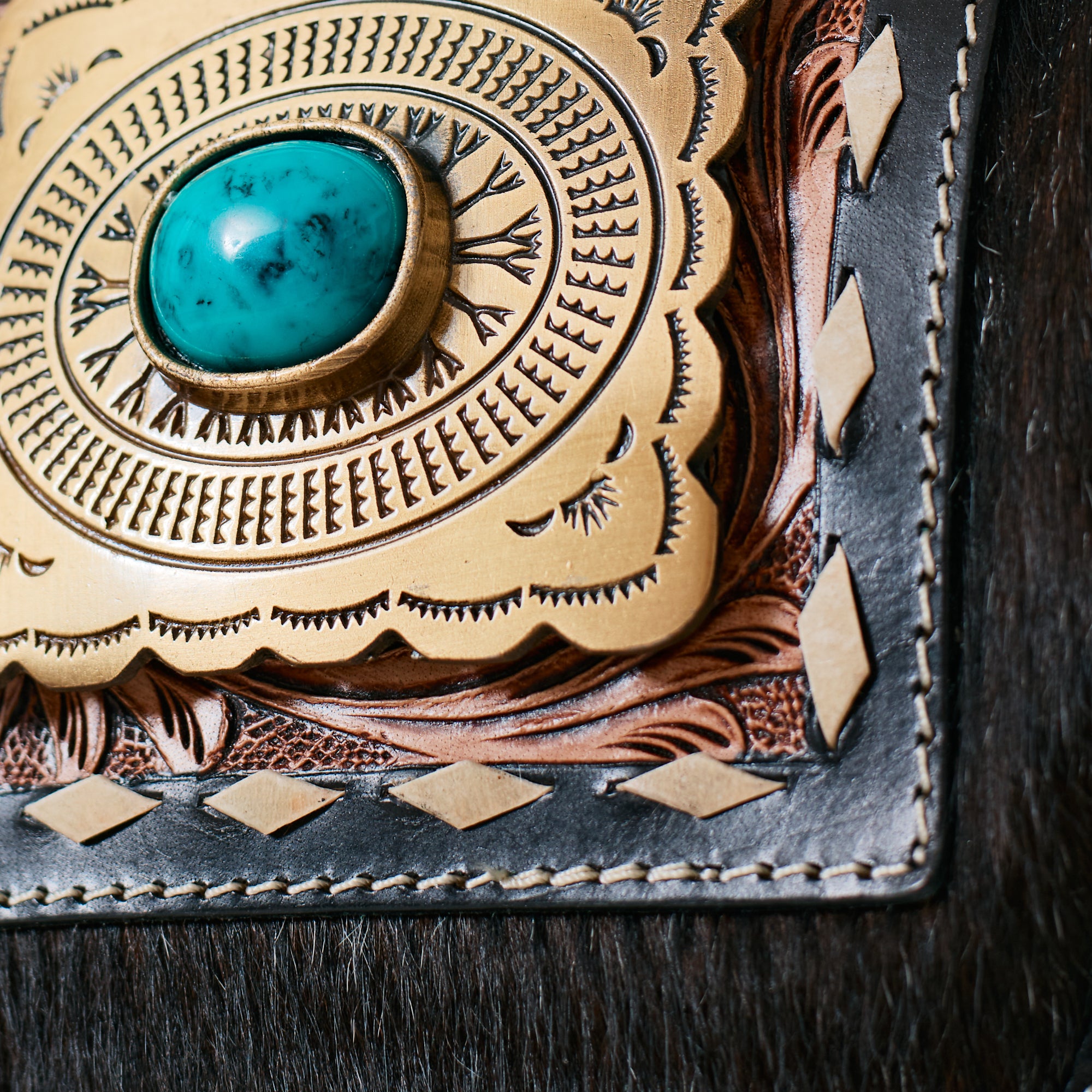 Sac à main western turquoise à franges