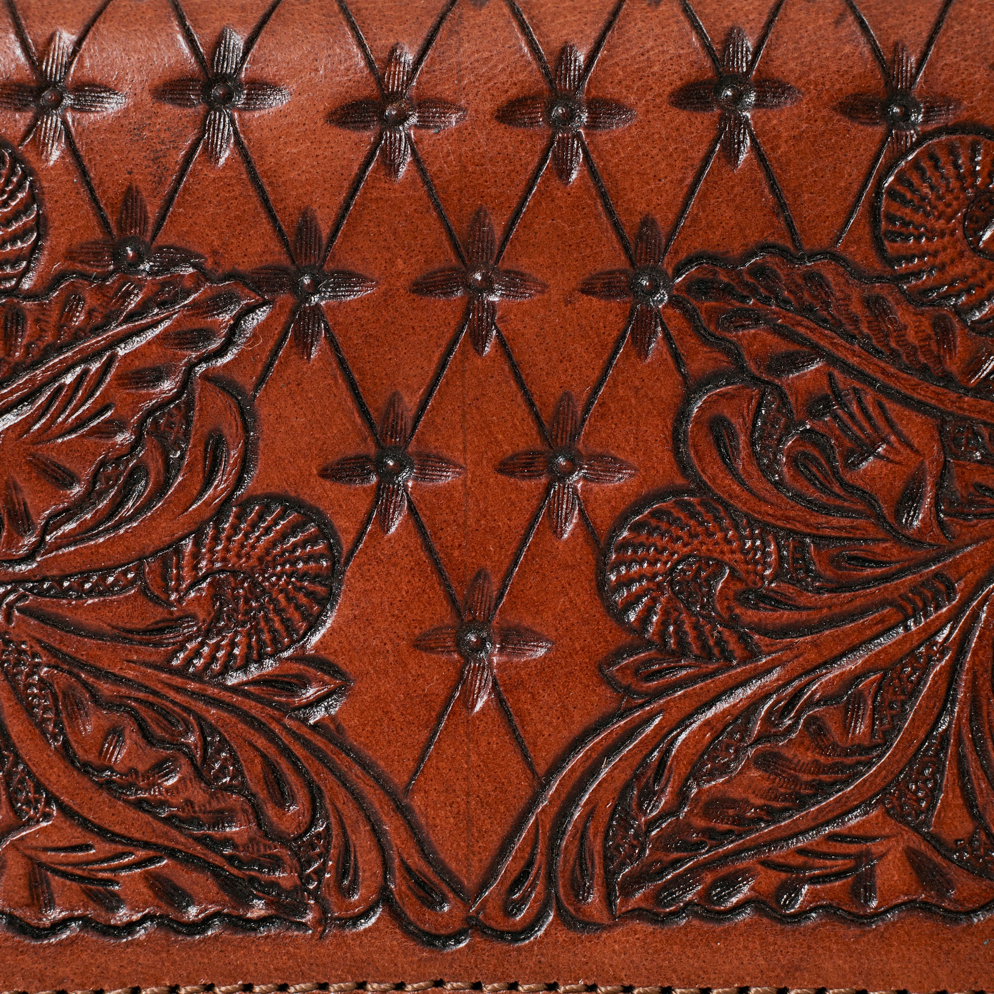 Portefeuille Western en cuir véritable embossé – Floral