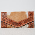 Brown Genuine Leather and Natural Cowhide Western Wallet