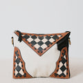 Pochette western damier en poil de vache