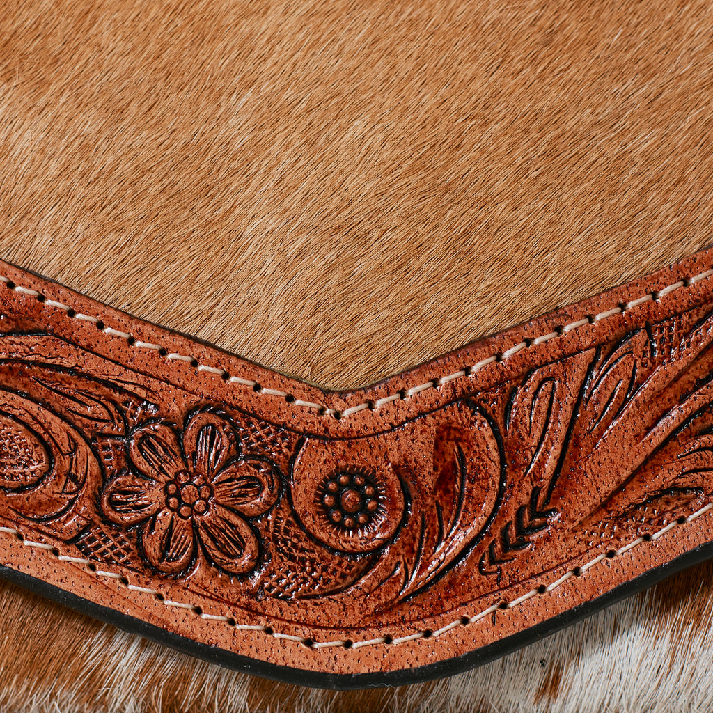 Brown Genuine Leather and Natural Cowhide Western Wallet
