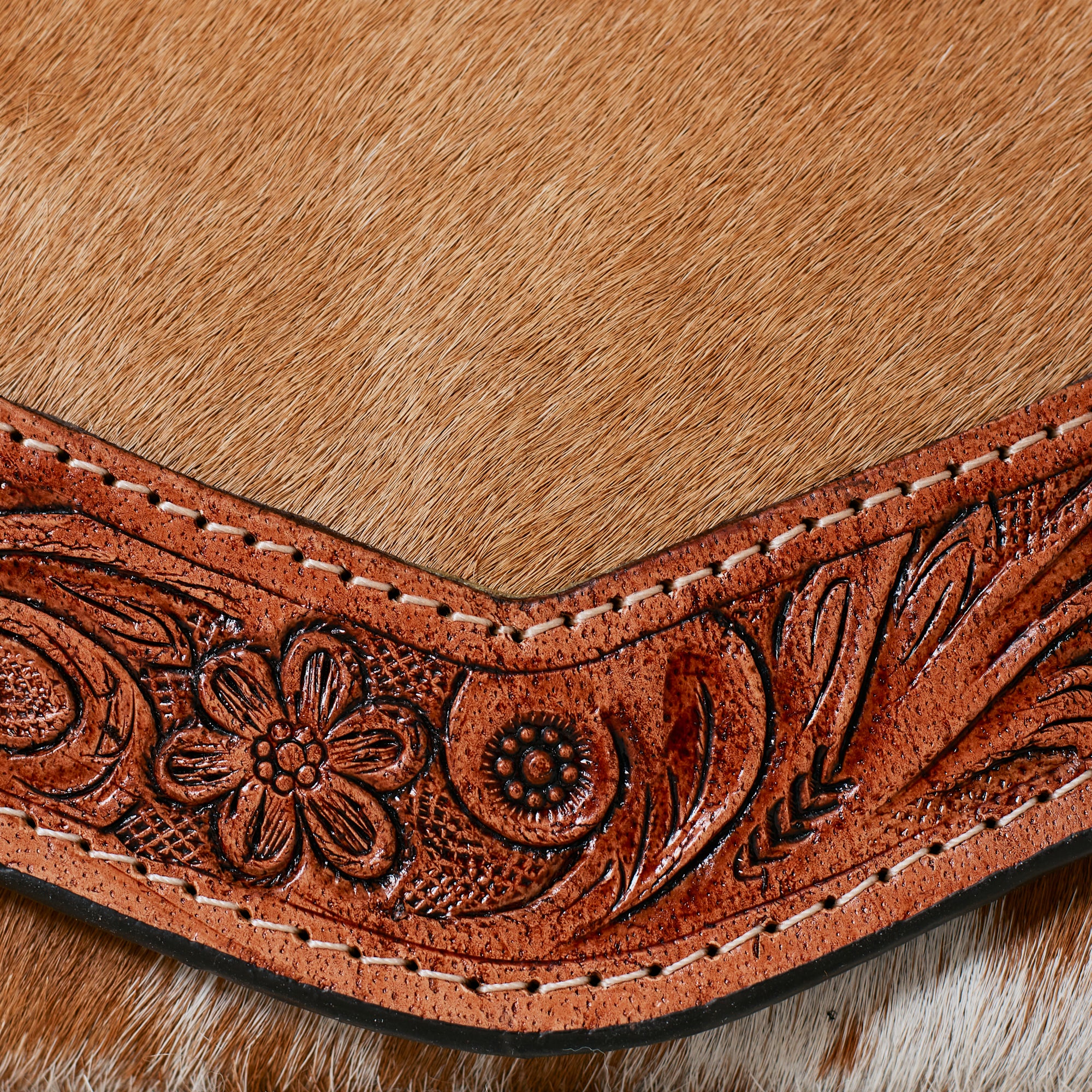 Brown Genuine Leather and Natural Cowhide Western Wallet
