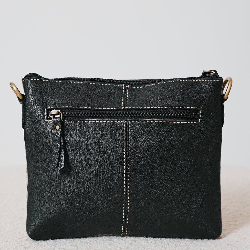 Pochette western damier en poil de vache