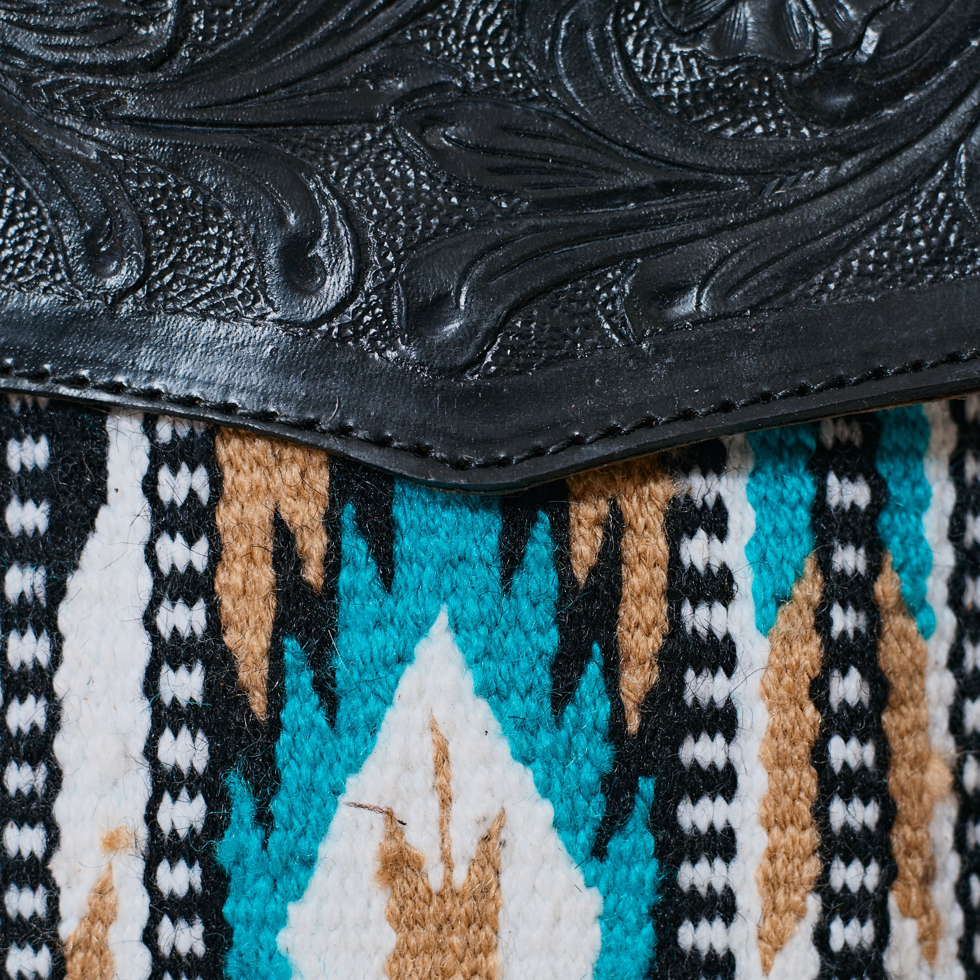 Pochette western aztèque turquoise et noir