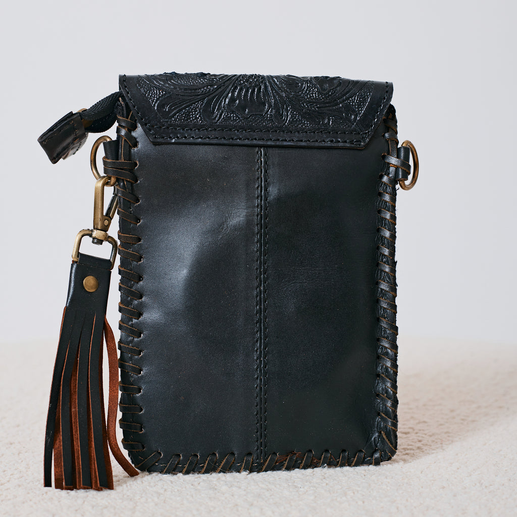 Pochette western aztèque turquoise et noir