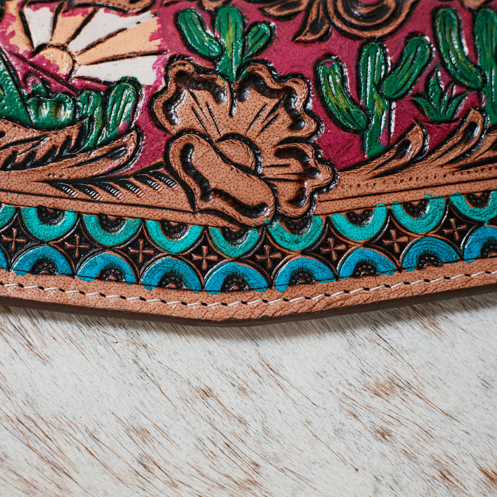 Portefeuille Western en cuir véritable et peau de vache – Desert Cactus