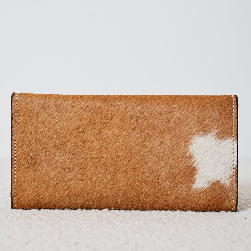 Western Wallet in Genuine Leather and Cowhide – Classic Tooled