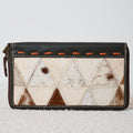 Western genuine leather and cowhide patchwork wallet