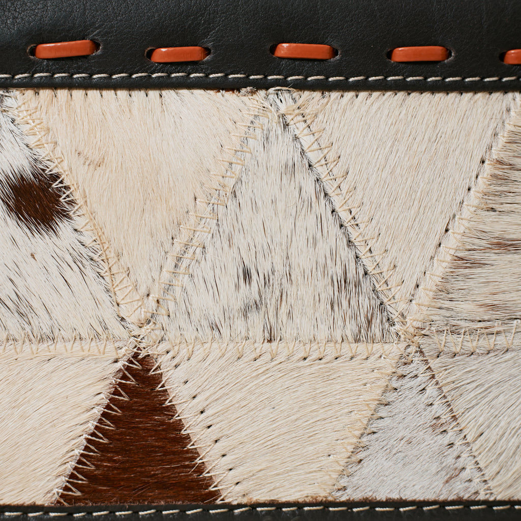 Western genuine leather and cowhide patchwork wallet