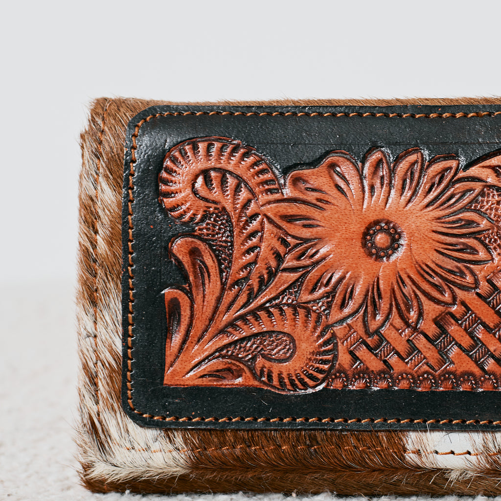 Genuine Leather and Cowhide Western Wallet – Floral Basket