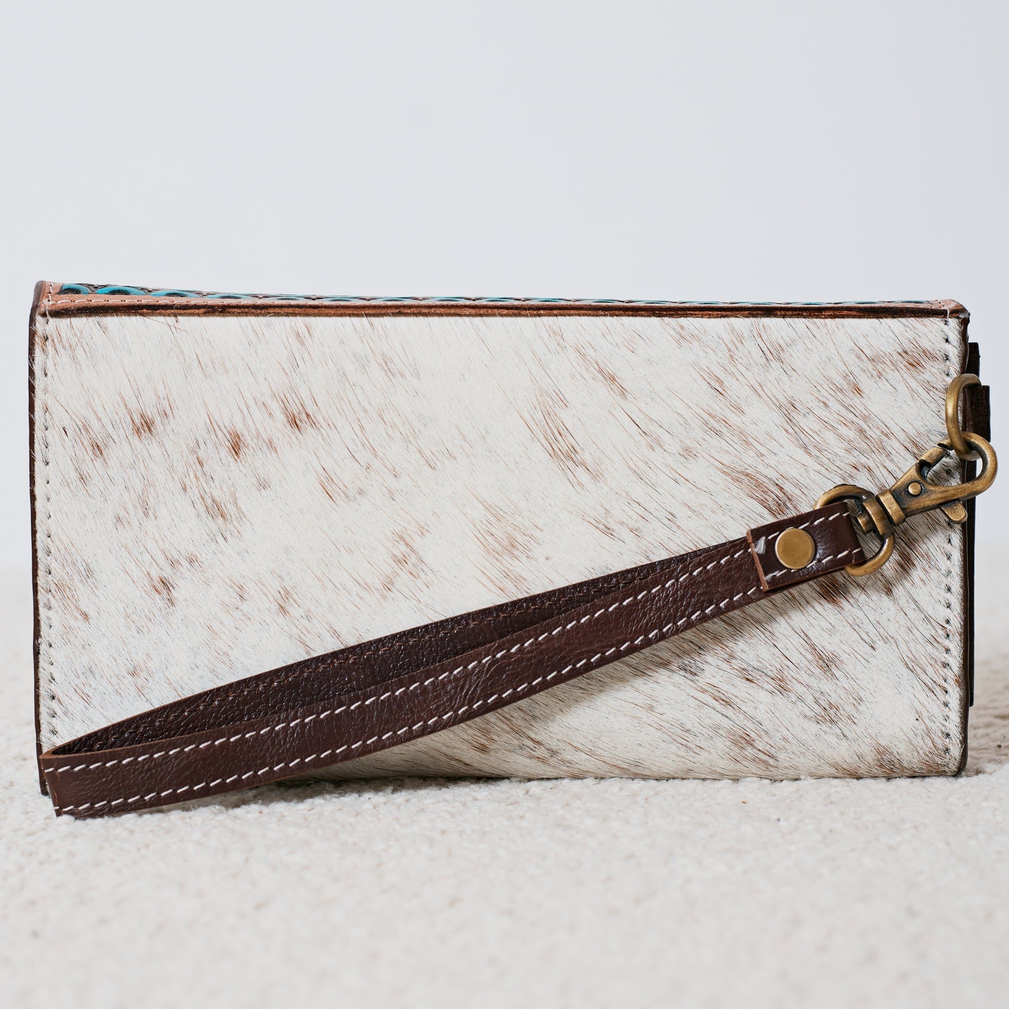 Portefeuille Western en cuir véritable et peau de vache – Desert Cactus