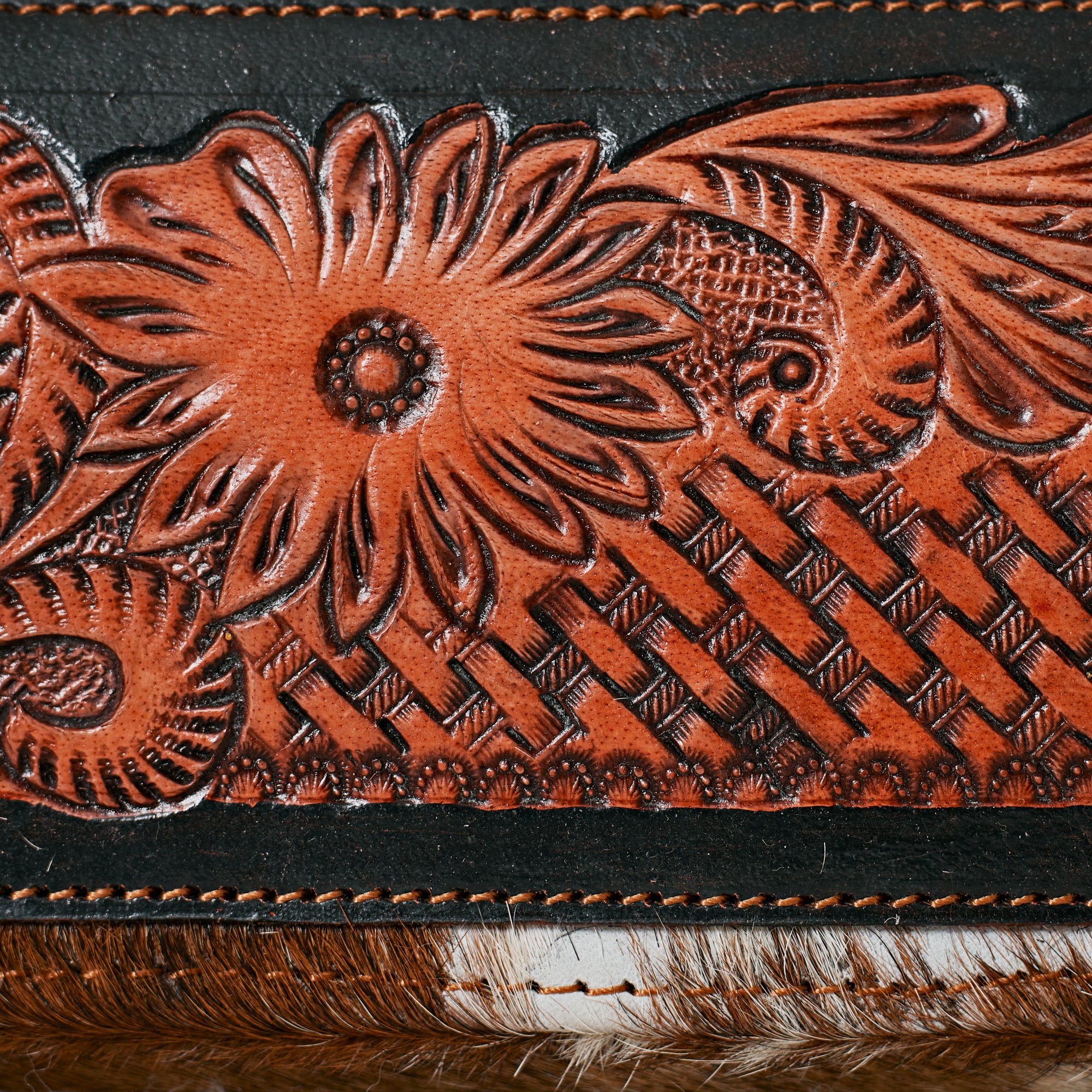 Genuine Leather and Cowhide Western Wallet – Floral Basket