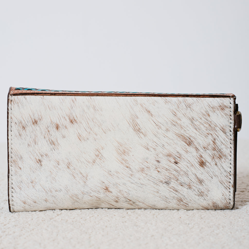Portefeuille Western en cuir véritable et peau de vache – Desert Cactus