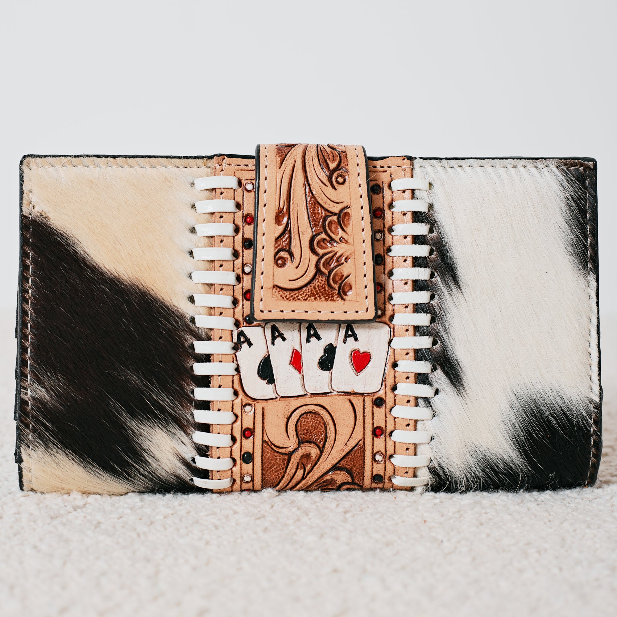 Lucky Ace Genuine Leather and Cowhide Western Wallet