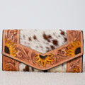 Genuine Leather and Cowhide Western Wallet – Sunflower Cowhide
