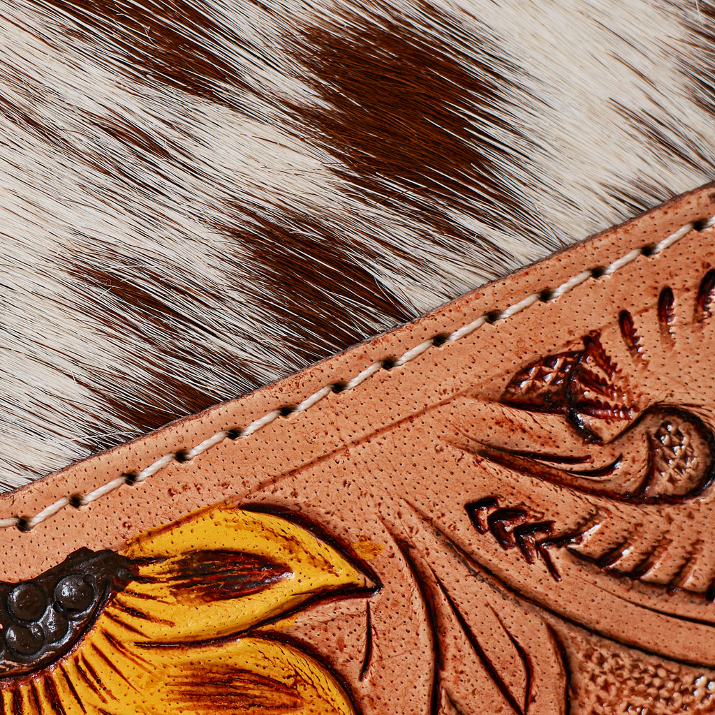 Genuine Leather and Cowhide Western Wallet – Sunflower Cowhide