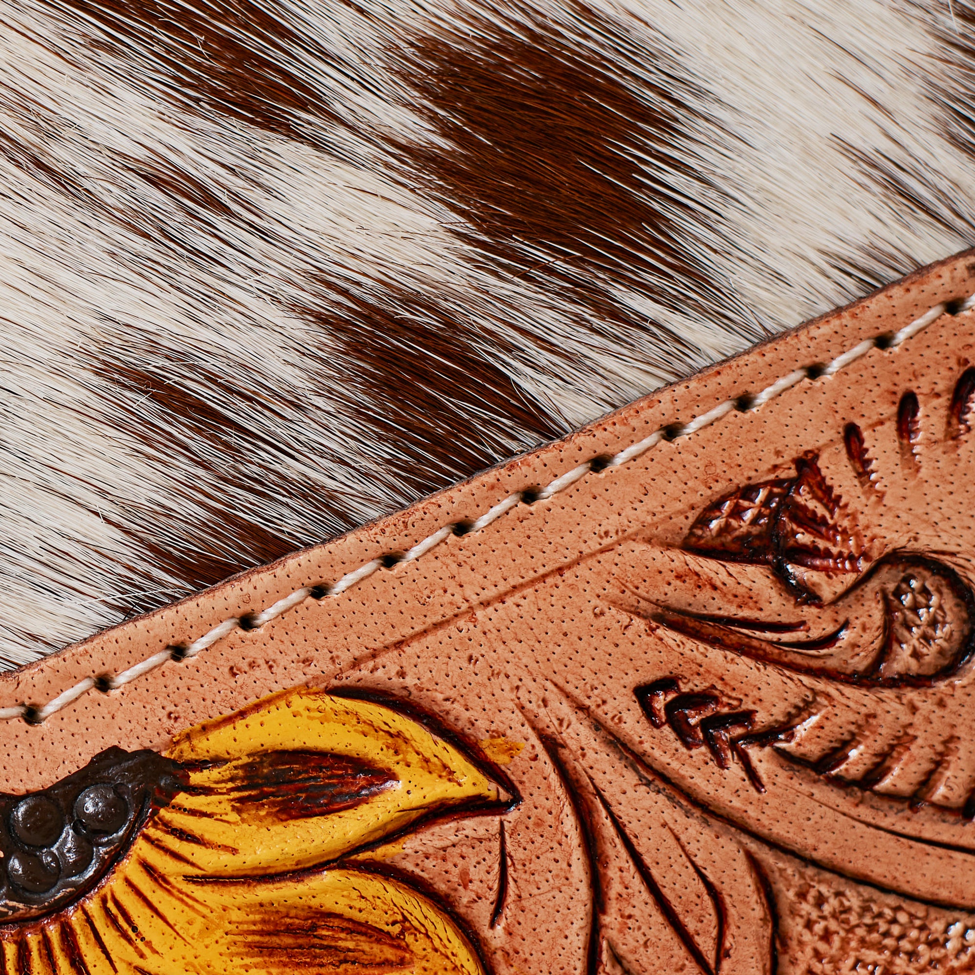 Genuine Leather and Cowhide Western Wallet – Sunflower Cowhide