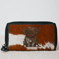 Portefeuille Western en cuir véritable et peau de vache – Highland Cow