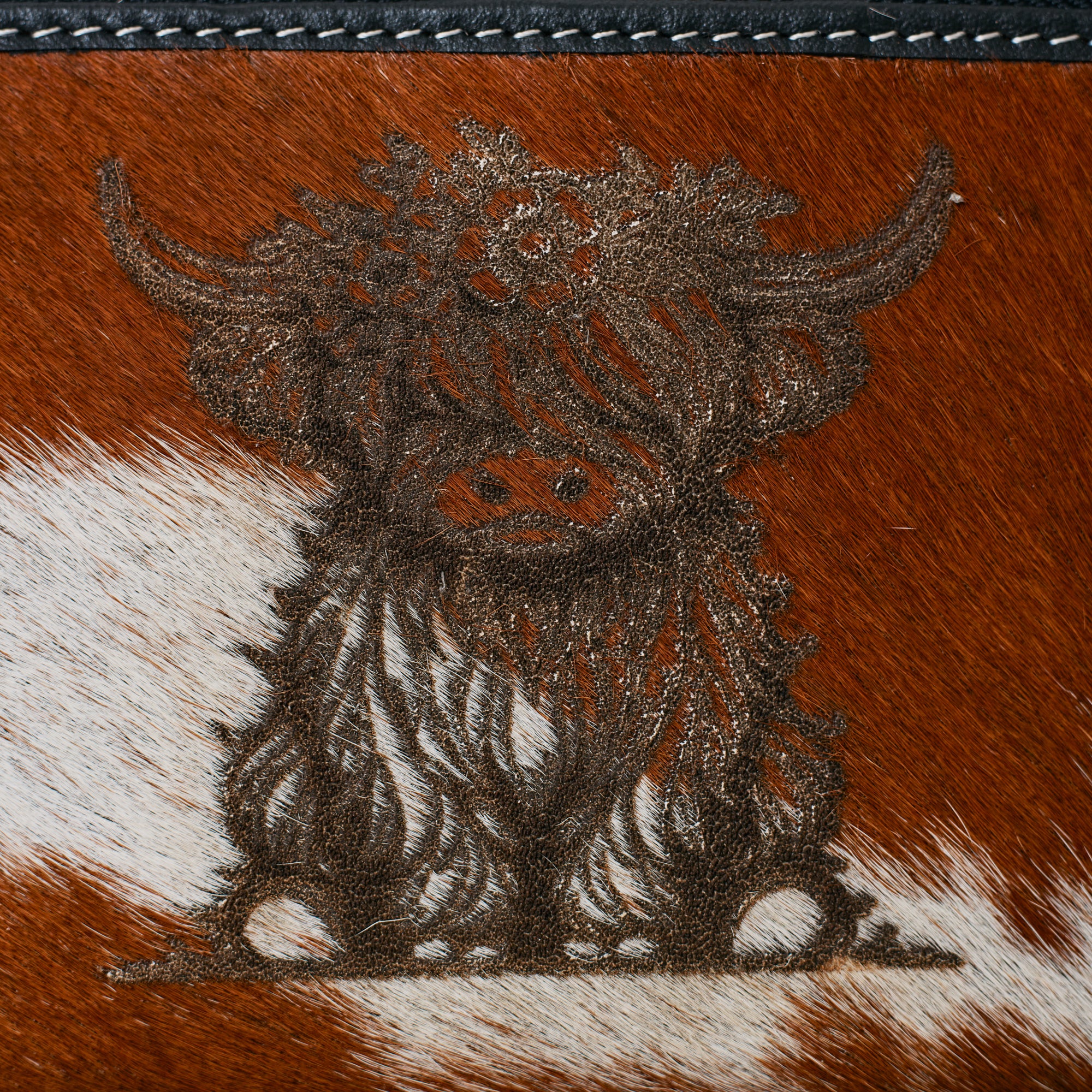 Portefeuille Western en cuir véritable et peau de vache – Highland Cow