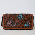 Embossed Genuine Leather Western Wallet – Floral