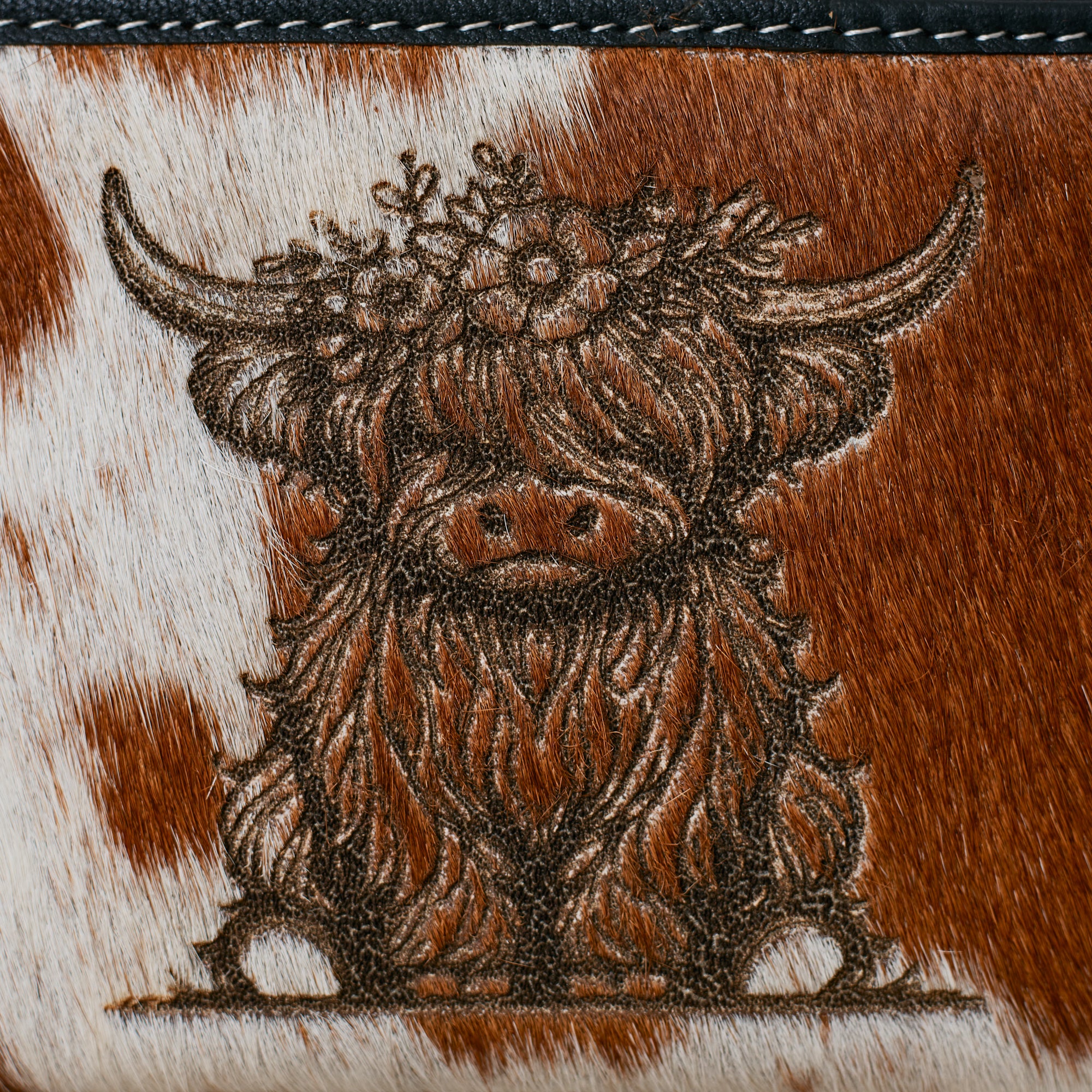 Portefeuille Western en cuir véritable et peau de vache – Highland Cow