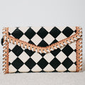 Sac à main western en cuir véritable – Harlequin Noir & Blanc