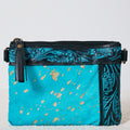 Sac à main western en cuir véritable – Turquoise Gold Acid Wash