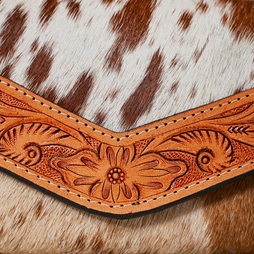 Portefeuille Western en cuir véritable et peau de vache naturelle