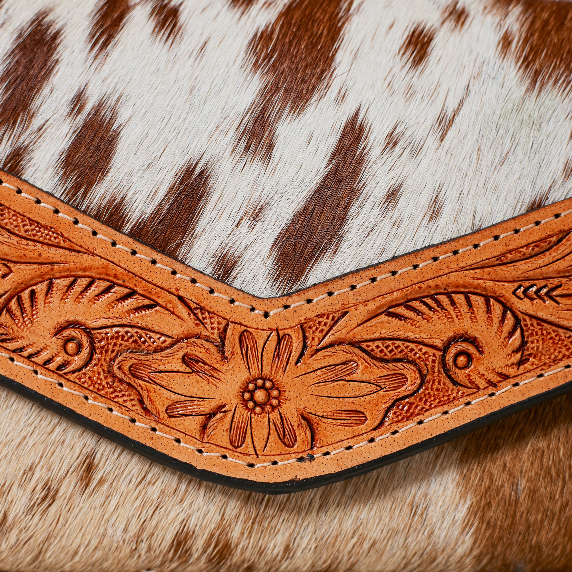 Portefeuille Western en cuir véritable et peau de vache naturelle