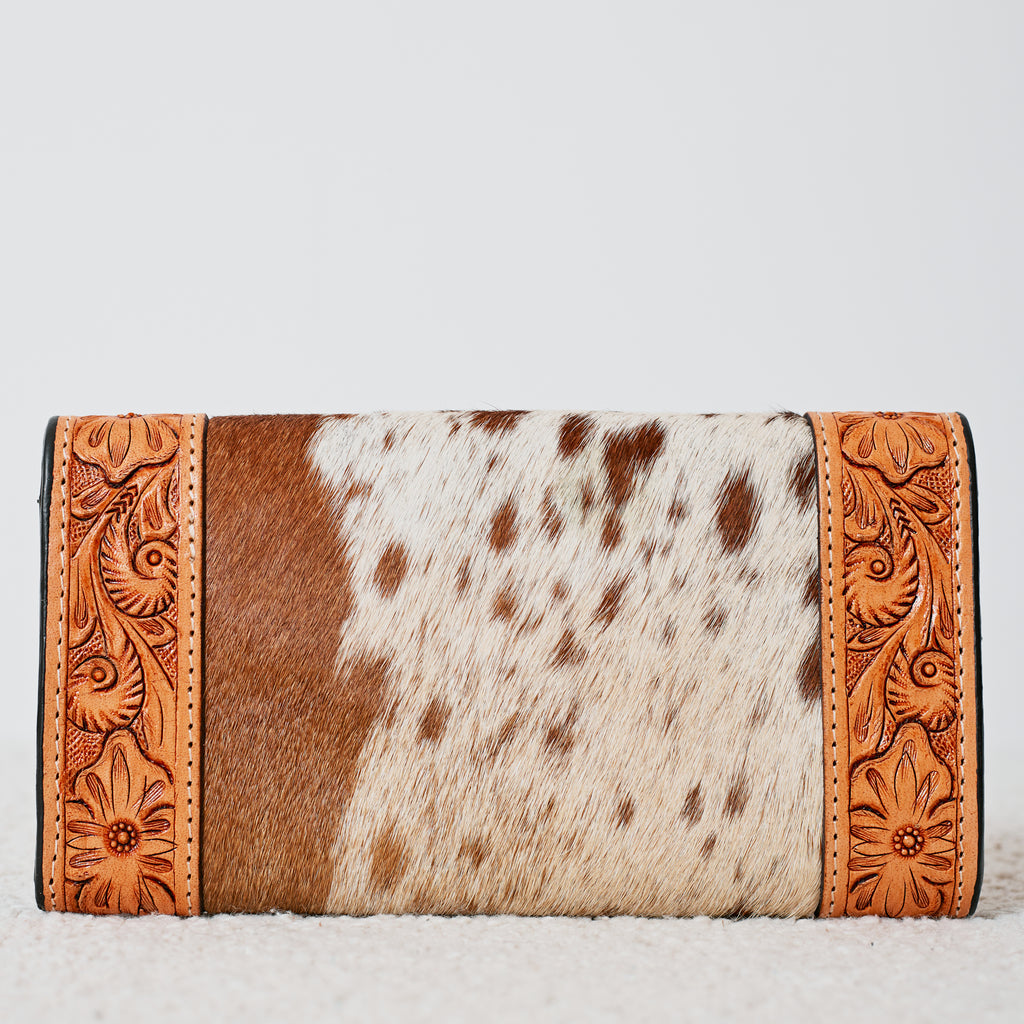 Portefeuille Western en cuir véritable et peau de vache naturelle