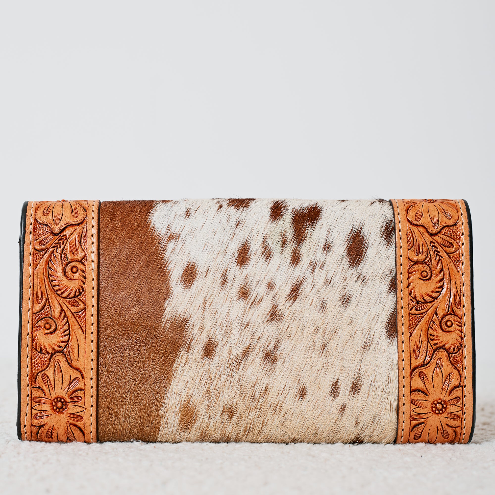 Portefeuille Western en cuir véritable et peau de vache naturelle