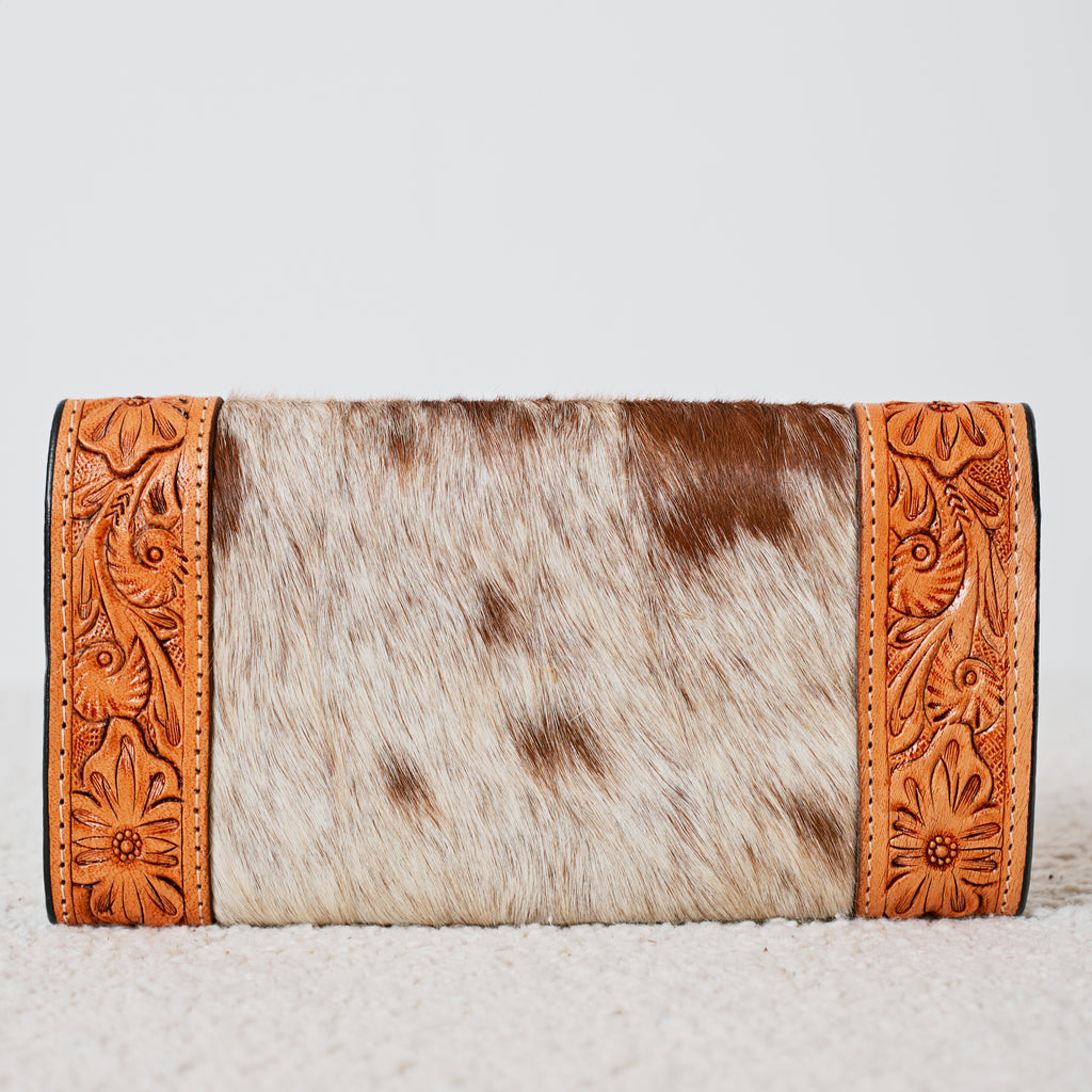 Portefeuille Western en cuir véritable et peau de vache naturelle