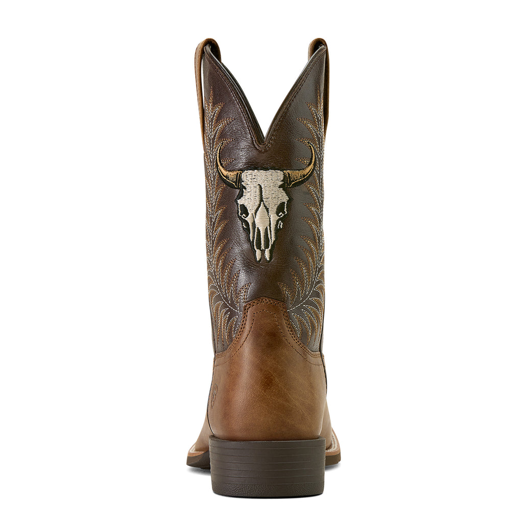 Ariat Sport Steer Skull Homme – Sandstorm / Bitter Chocolate (Botte Cowboy)