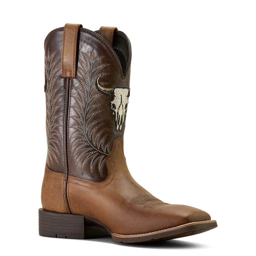 Ariat Sport Steer Skull Homme – Sandstorm / Bitter Chocolate (Botte Cowboy)