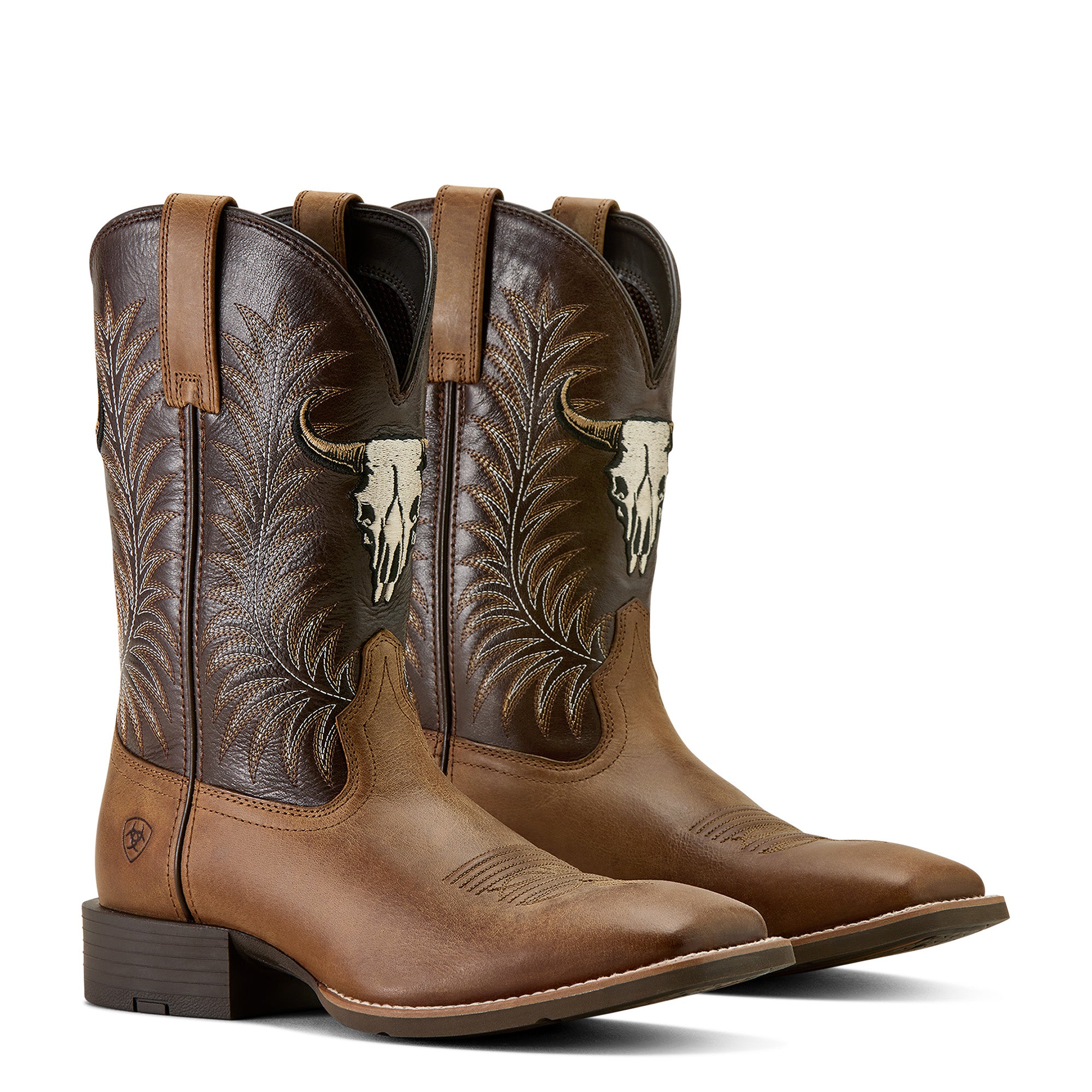 Ariat Sport Steer Skull Homme – Sandstorm / Bitter Chocolate (Botte Cowboy)