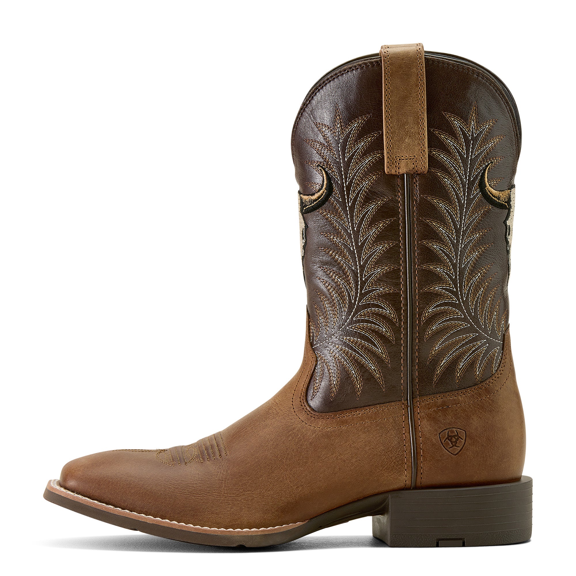 Ariat Sport Steer Skull Homme – Sandstorm / Bitter Chocolate (Botte Cowboy)