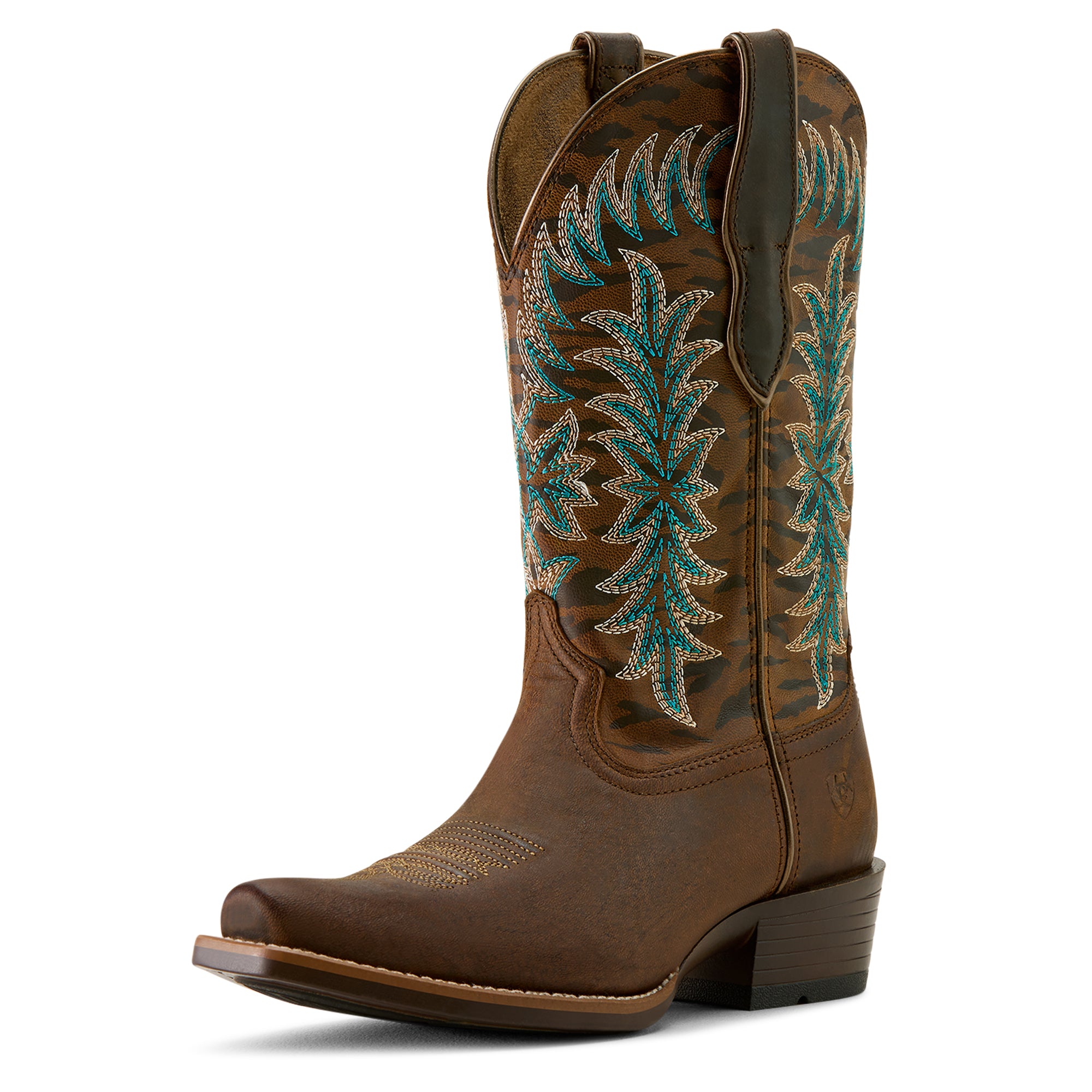 Ariat Beaumont Femme – Sassy Brown / Gilded Tiger Print (Botte Western K Toe)