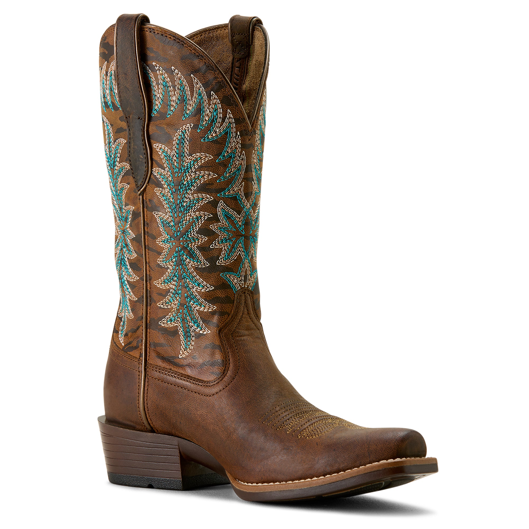 Ariat Beaumont Femme – Sassy Brown / Gilded Tiger Print (Botte Western K Toe)