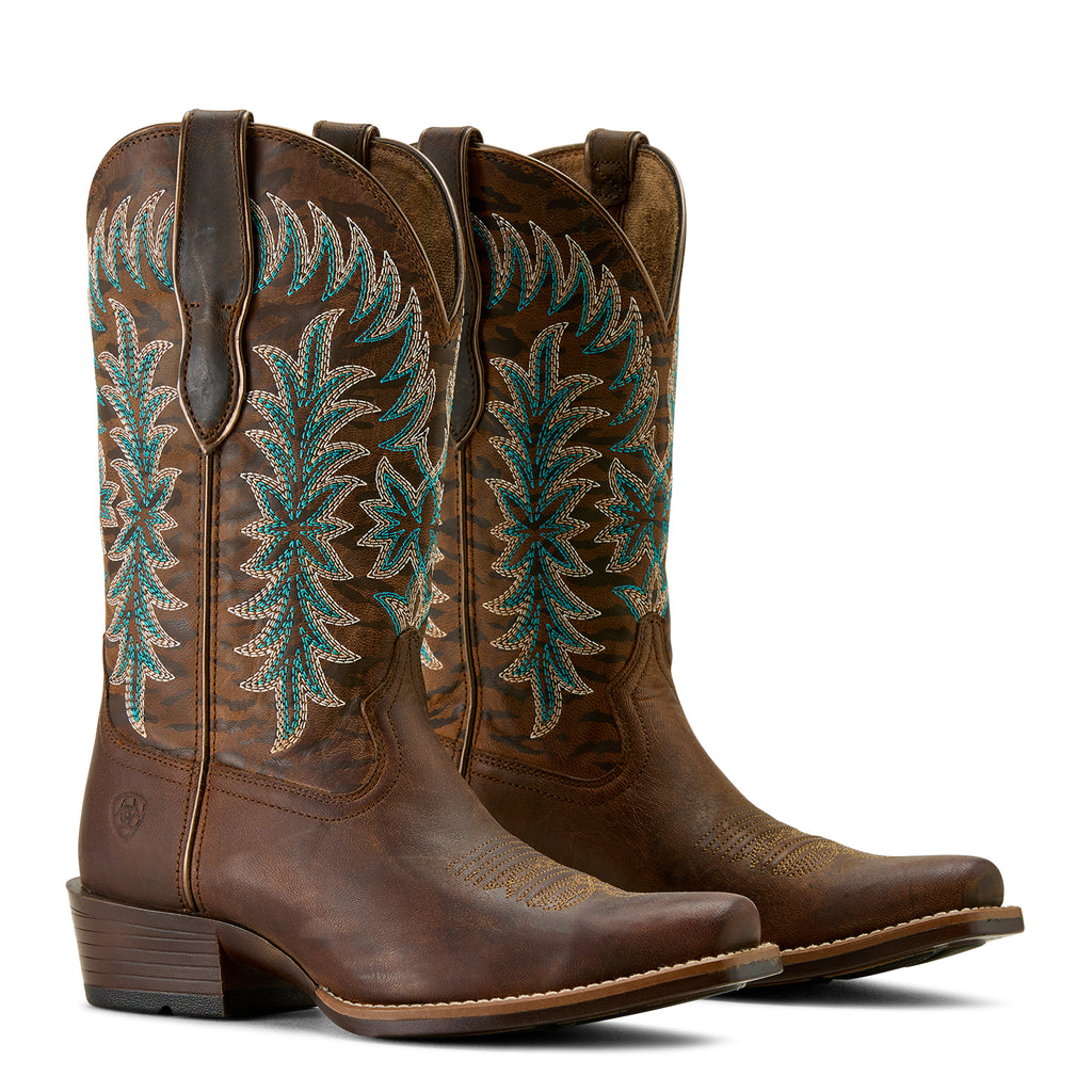 Ariat Beaumont Femme – Sassy Brown / Gilded Tiger Print (Botte Western K Toe)
