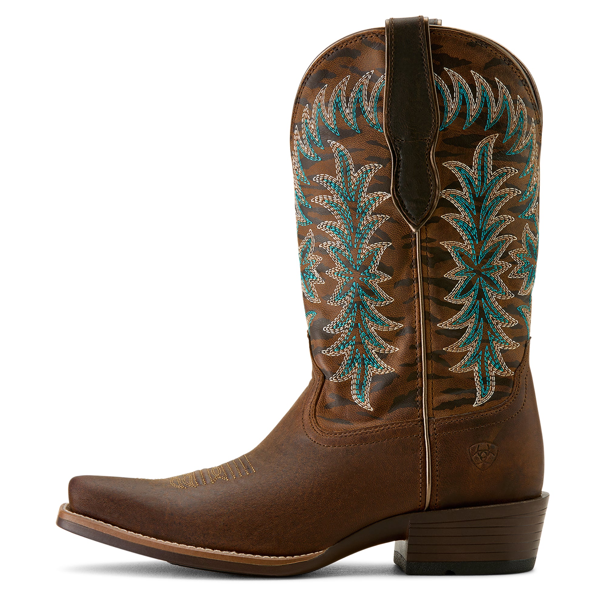 Ariat Beaumont Femme – Sassy Brown / Gilded Tiger Print (Botte Western K Toe)